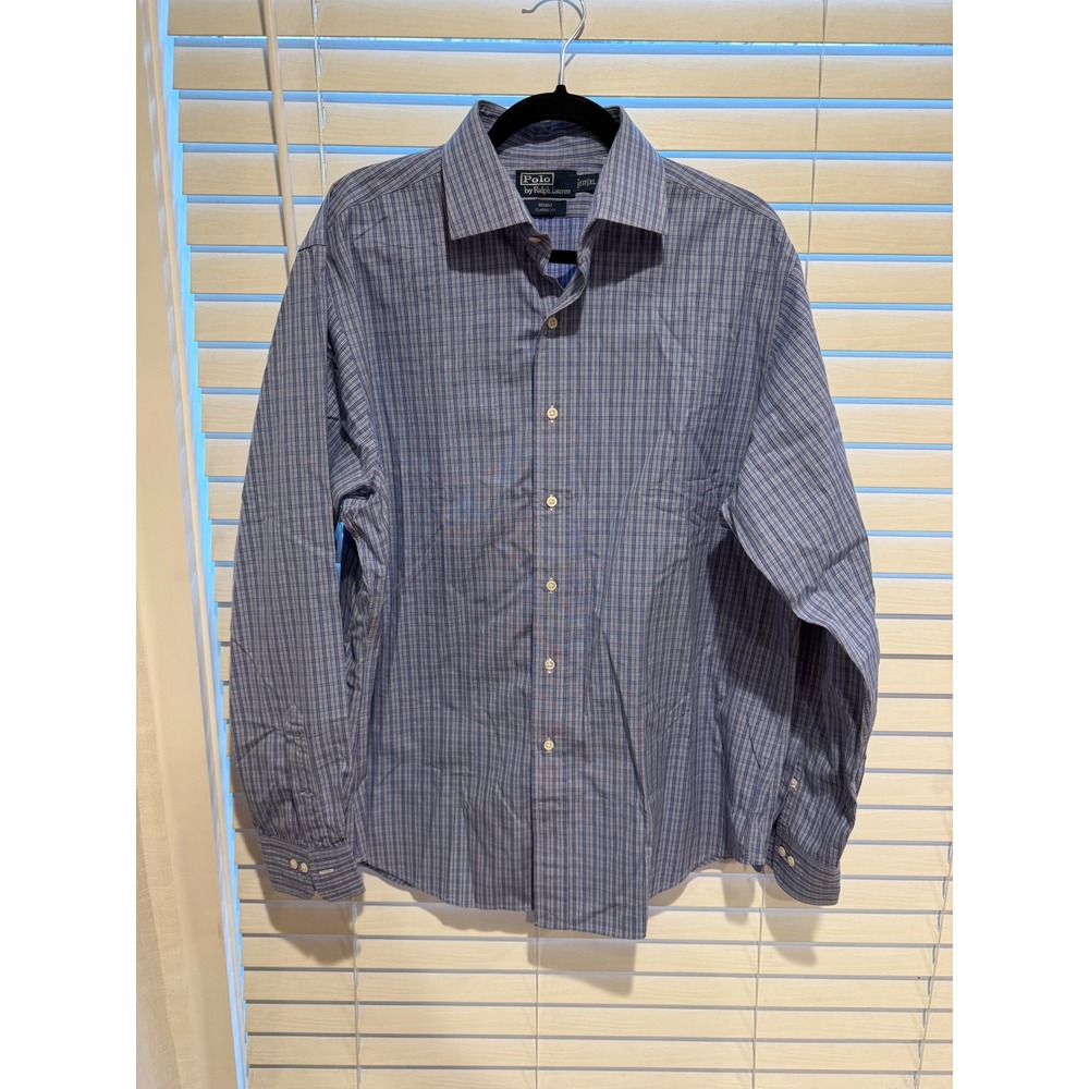 Polo Ralph Lauren Mens‎ XL Regent Classic Fit Blue Plaid Button Down Dress Shirt